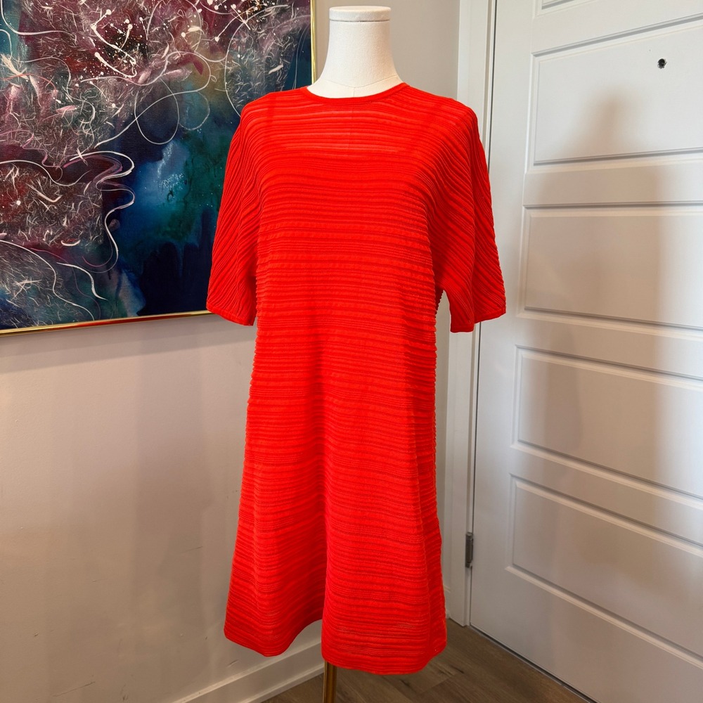 COS Orange Textured Ribbed Knit Shift Dress with Slip Size XS Resort Wear NWT